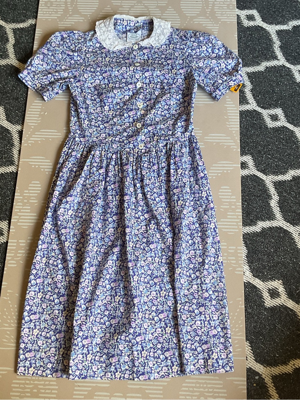 VTG Laura Ashley Floral Cottagecore Midi Dress 100% Cotton Teen Women 0 XS